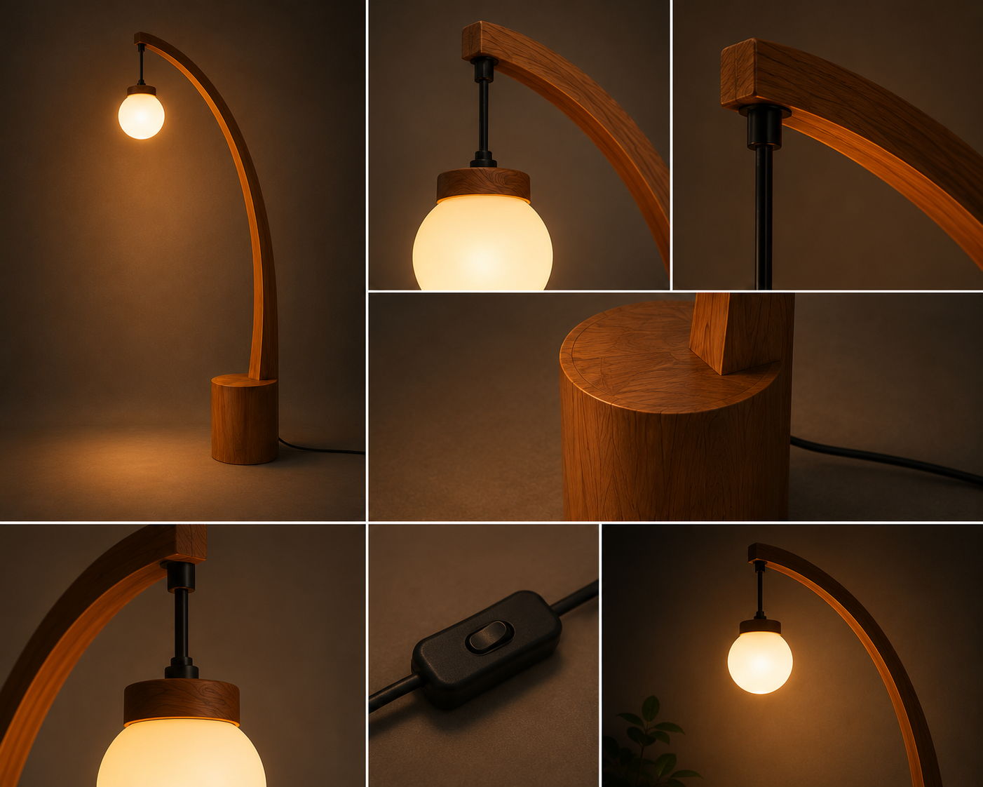 Lumen — Joinery, globe and base up close